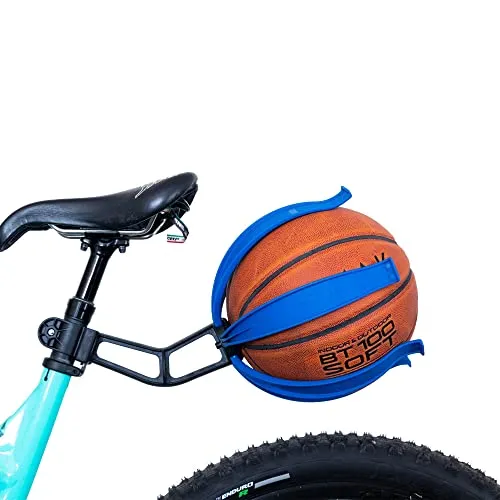 KIK BALL, Ballhalter fürs Fahrrad, Sicherheitsgerät für Kinder und Jungen, einfache Anwendung, geeignet für Fußbälle, Palettenbälle, Basketball und Rugby, Farbe: Blau