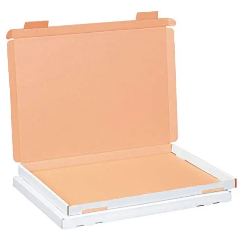 smiley pack 100 Großbriefkartons 350 x 250 x 20 mm weiß (100 Stück) DIN A4 B4 Grossbrief Versandkarton für DHL DPD GLS Hermes Warensendung Büchersendung mit Steckverschluss