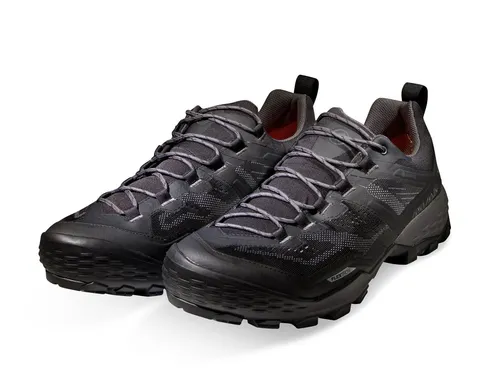 Mammut Wanderschuhe Ducan Low GTX #22 - Leichte, wasserdichte Halbschuhe für Herren - Entdecke die leichten Ducan Low GTX Halbschuhe für Herren. Mit Federstahlsohle für Stabilität und Vibram-Sohle für besten Grip, ideal für Tagestouren in den Bergen.