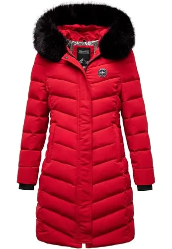 REPUBLIX Damen Gefütterte Dicke Winter Jacke Mantel Parka mit Kapuze RJ-8016 Rot 3XL