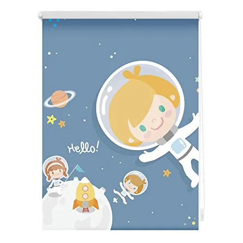 Lichtblick Rollo Klemmfix Astronaut - Blau 80 x 150 cm, ohne Bohren - Rollos für Kinderzimmer mit 100% Verdunkelung und einfachem Klemmfix-System, perfekt für kleine Astronauten und stressfreie Montage ohne Werkzeug.