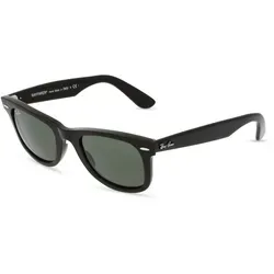 Ray-Ban RB 2140 WAYFARER Unisex-Sonnenbrille - Sonnenbrille mit schwarzem Kunststoff-Gestell und G15 Mineralgläsern, zeitloses Design für stilbewusste Träger