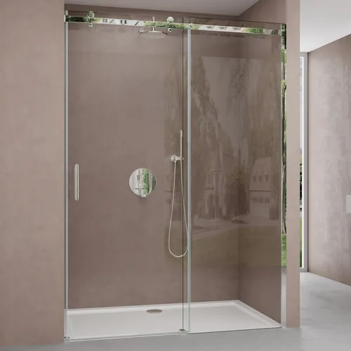 doporro Duschtür Teramo4 130x195cm - Moderne Nischentür aus 8mm ESG-Sicherheitsglas mit NANO-Beschichtung für einfache Reinigung und antibakterielle Eigenschaften. Ideal für stilvolle Badezimmergestaltung.
