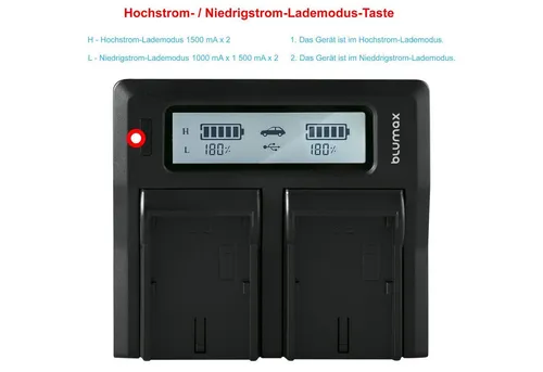 Blumax Dualladegerät für Sony NP-FW50 6000 6500 7R II NEX 7 RX10 Kamera-Ladegerät