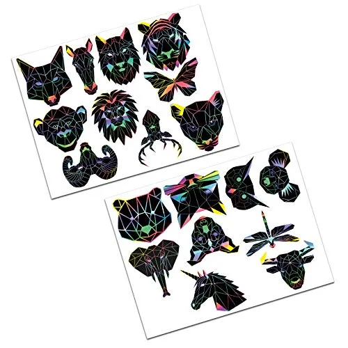 Polygon Tier Sticker Hologramm Aufkleber Tiere Origami Design Geometrisch Selbstklebend Kunst für Auto Motorrad Laptop Kühlschrank Wand Dekor R117 (Komplett Set) 19