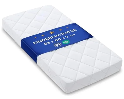 Stubenwagen Baby Matratze 83x50 cm - Komfortabel für Ihr Baby - Matratzen für Stubenwagen & Wiegen, atmungsaktive Materialien für ganzjährigen Schlafkomfort, passend für viele Modelle, einfach zu reinigen und in EU produziert.