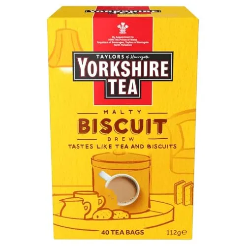 Yorkshire Tea Malty Biscuit Brew - Schwarztee mit Geschmack - Malziger Keks-Geschmack, Rainforest Alliance Zertifiziert - 40 Teebeutel (1er-Pack)