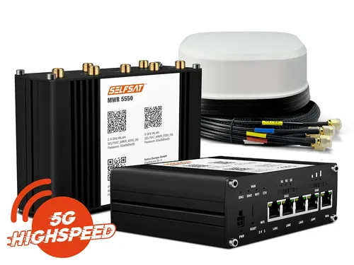 SELFSAT MWR 5550 5G Cat 20 WLAN Router bis 3,3 Gbps inkl. SATCO 5G Antenne weiß - Weiß