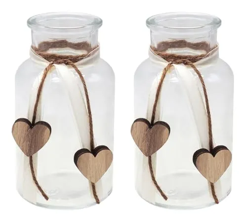 ZauberDeko 2 Vasen Hochzeit Vintage Tischdeko Gläser Herz Deko Geburtstag Anna