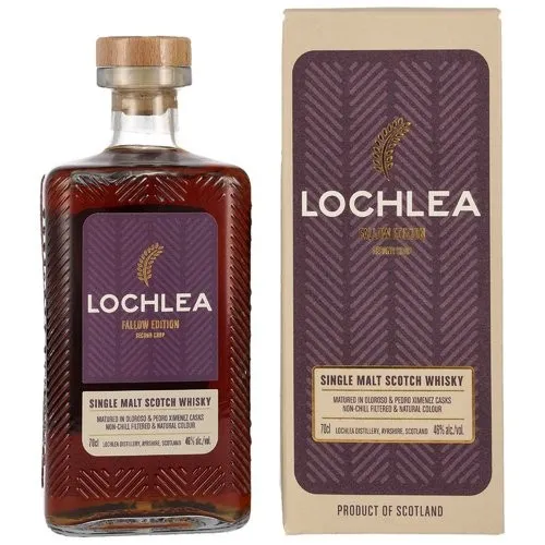 Lochlea FALLOW EDITION Second Crop Single Malt Scotch Whisky 46% Vol. 0,7l Geschenkbox - Exklusiver Single Malt Whisky aus der Lochlea Distillery, reift in Oloroso und Pedro Ximénez Fässern für süße und würzige Noten, ideal für herbstliche Abende.