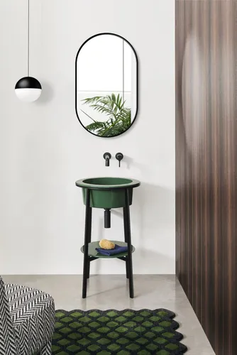 Talos Design Spiegel oval black 45 x 75 cm - Badspiegel mit hochwertigem Aluminiumrahmen in matt schwarz, ideal für feuchte Räume und einfache Wandmontage für sofortige Nutzung.