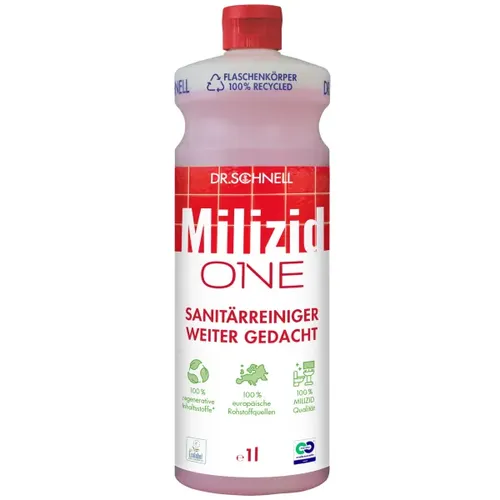 Dr. Schnell Milizid One 1 L Sanitärreiniger MILIZID ONE ist ein 100 % regenerativer Sanitärreiniger DRS01463