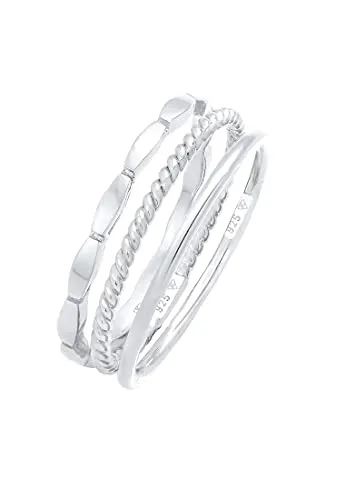 Elli Ring-Set Stapelringe 3er Set 925 Silber, Geo – Elegantes Schmuck-Set - Fingerringe: Zeitloses 3er Set aus 925 Silber, ideal für individuellen Stacking-Look und vielseitige Kombinationsmöglichkeiten.