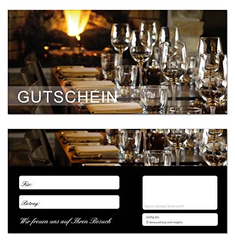 Stück Geschenkgutscheine (Gastro-657) - Gastronomie Gutscheinkarten Restaurant Gutscheine Gaststätte Gastwirtschaft Schänke Gasthof Gasthaus Wirtschaft Wirtshaus Bar Nachtlokal Weinstube Kneipe 100