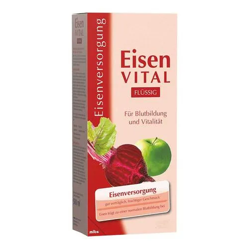 Eisen Vital Flüssig - Hochwertige Eisenlösung - Arzneimittel zur Unterstützung bei Eisenmangel, fördert die Blutbildung und ist leicht verdaulich.