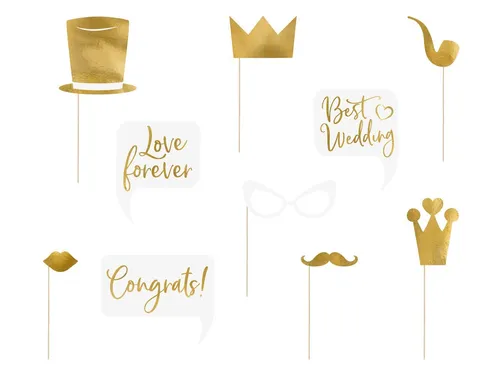 PartyDeco Hochzeit Foto Gadgets - 10-teiliges Photo Booth Zubehör Kit, kreative Requisiten für unvergessliche Hochzeitsfotos und Selfies