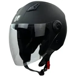 RÖMER HELME Motorradhelm RR10801 - Mattschwarz Jethelm mit Kopfbelüftung - Hochwertiger Jethelm mit 3 Belüftungsöffnungen und abwaschbarer Außenschale. Ideal für Motorrad, Roller und Scooter. Der Helm bietet hohen Tragekomfort und Sicherheit durch das ECE-22/06 Zertifikat.
