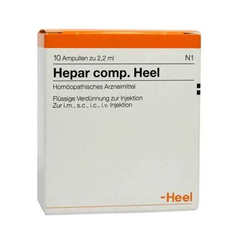 Hepar Comp.heel Ampullen - Homöopathisches Arzneimittel zur Unterstützung bei verschiedenen Beschwerden, ideal für natürliche Therapieansätze und sanfte Heilung.
