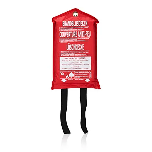 Smartwares Feuerlöschdecke – 100 x 100 cm – Glasfasertuch – zur ersten Hilfe – inkl. Schutztasche mit Öse zur Aufhängung – nach EN1869:1997-10.014.60