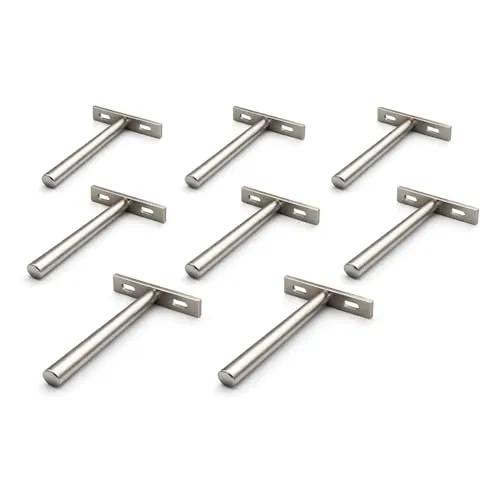 Euro Tische Tablarträger Unsichtbar 10mm – Schwerlast Regalhalterung bis 30kg pro Paar – Verdeckt für Schwebende Wand- & Bücherregale – Metall Regalträger für Fachböden – Wandmontage, 100mm - 4er Set