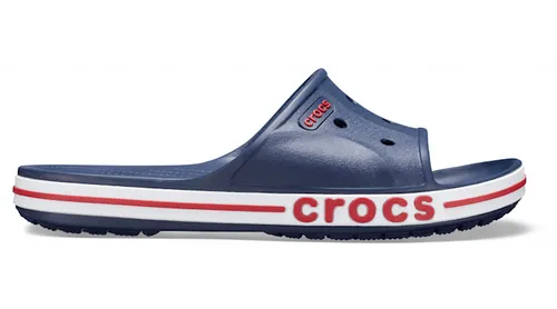 Crocs Bayaband Pantoletten in Dunkelblau - Größe 45/46 - Bequeme Pantoletten mit leichtem CrosliteTM-Schaum für optimalen Tragekomfort. Offene Schuhspitze und genopptes Fußbett sorgen für ein angenehmes Laufgefühl.
