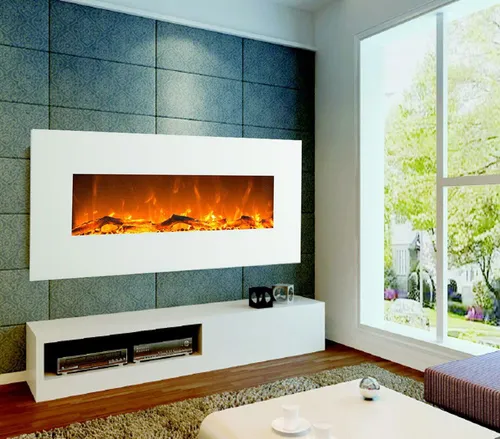 Glow Fire Elektrokamin 'Venus' | Weißer LED Wandkamin mit Heizung (1500 W) - Elektrokamin mit realistischem 3D-Flammeneffekt und integrierter Heizung. Ideal für stimmungsvolle Wärme ohne Schornstein und Ruß.