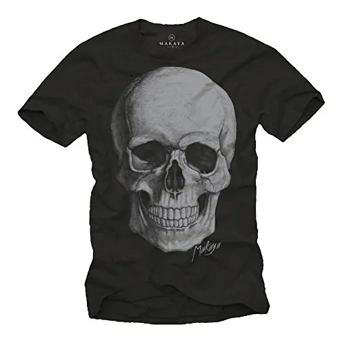 Cooles Biker T-Shirt Skull Totenkopf schwarz für Herren Größe M - Fun-T-Shirt aus hochwertigem, weichem Stoff (190g) mit lässigem Schnitt, perfekt für Biker-Fans und Freizeitaktivitäten.