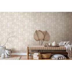 Fototapete MARBURG "Tile", beige (navajoweiß), B:0,53m L:10,05m, Vlies, Tapeten, moderne Tapete für Wohnzimmer Schlafzimmer Küche