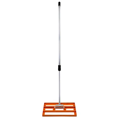 Rasenrakel 50cm x 32cm Levelingrake Rasen Rake Rakel zum Sanden Stahl Orange Flächenebener Verzinkter Stahl 1,2–1,9m Verlängerbarer Griff Golf Garten Werkzeug Gras Erde Kunstrasen Kompost Kopfdüngung