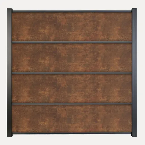 GroJa Premo HPL Stecksystem 180 x 180 cm – Rostoptik ohne Pfosten - Gartenzäune in eleganter Rostoptik, pfostenloses Stecksystem für einfache Montage und modernes Design im Garten.