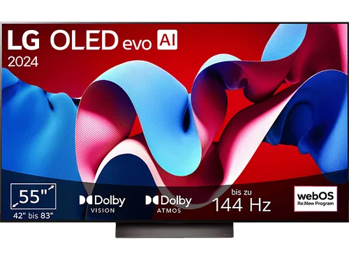LG OLED55C43LA OLED evo TV - 55 Zoll 4K SMART TV - Fernseher mit 4K OLED evo Technologie für tiefstes Schwarz und brillante Farben. Erlebe Dolby Vision und Dolby Atmos für ein unvergleichliches Heimkinoerlebnis!
