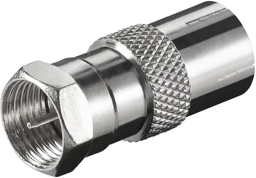 F-Stecker auf Koaxial-Kupplung 9.5 mm - Hochwertiger F-Stecker zu Koax-Buchse Adapter, ideal für optimale Signalübertragung in HiFi-Systemen