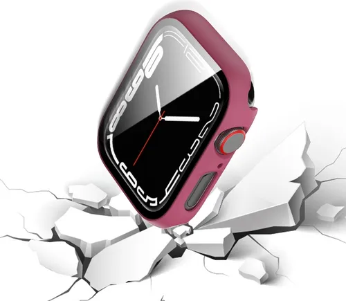 Für Apple Watch 9 8 7 41mm 2 in 1 Schock TPU Silikon Hülle + Hart Glas