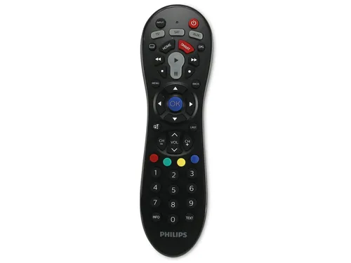 PHILIPS Universal-Fernbedienung 3in1, schwarz - Fernbedienung für bis zu 3 Geräte, ersetzt TV, DVD-Player und mehr. Mit 8000 IR-Codes und einfacher Installation ist sie der ideale Ersatz für defekte Fernbedienungen.