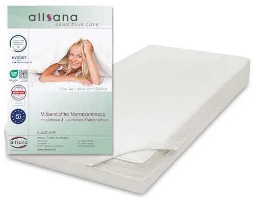 Allsana Allergiker Matratzenbezug 90x200 cm | TÜV geprüfter Milbenschutz - Matratzenüberzüge mit hohem Partikelrückhaltevermögen für Hausstauballergiker, dermatologisch getestet und hygienisch waschbar bis 95°C.
