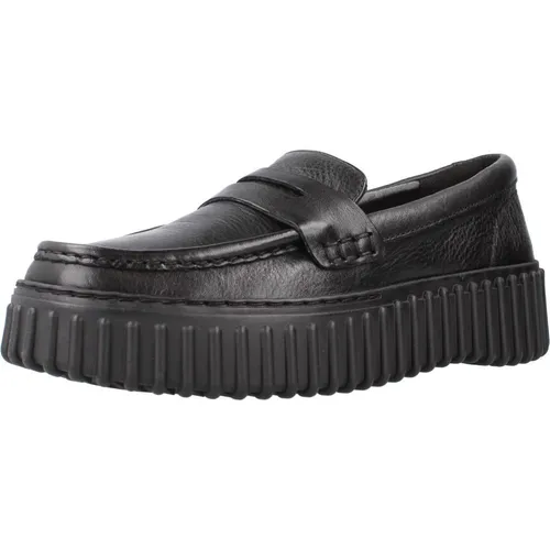 Clarks Torhill Penny Leder-Mokassin in Schwarz, Größe 41 - Damen Mokassins von Clarks mit rutschhemmender Laufsohle und elegantem Zierriemen – ideal für stilvolle Auftritte.