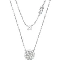 Michael Kors Doppellagige Pavé-Scheibenkette - Elegante Halskette aus Sterlingsilber, mit funkelndem Pavé-Design, perfekt für besondere Anlässe oder den Alltag.