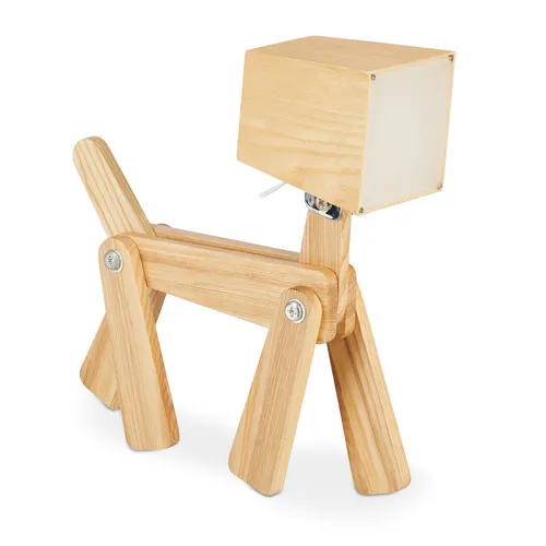 Hund Tischlampe - Holztischleuchte für jeden Raum - Stilvolle Tischlampe aus Holz mit Hundedesign, ideal für Arbeitszimmer, Wohnzimmer oder Kinderzimmer. Einzigartiges Design und hochwertige Verarbeitung sorgen für eine gemütliche Atmosphäre.