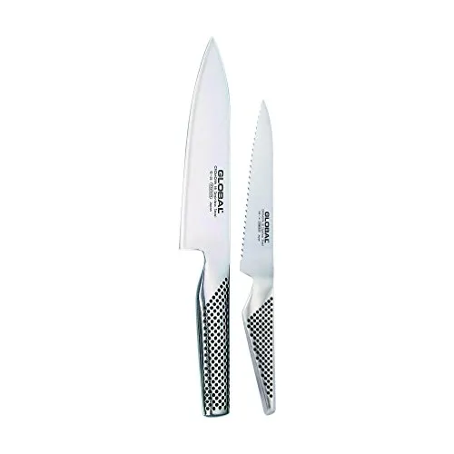 GLOBAL Messer-Set G-5814R: 2-tlg Fleisch- und Brötchenmesser - Messerset aus Japan mit außergewöhnlicher Schärfe und edlem Design – ideal für Gourmetküchen und professionelle Köche.