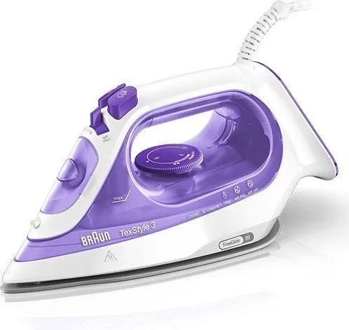 Braun Dampfbügeleisen TexStyle 3 SI3042 VI - Bügeleisen mit 2350 Watt, FreeGlide 3D Technologie für müheloses Gleiten und integrierte Abschaltautomatik für mehr Sicherheit.