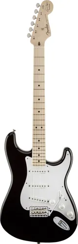 Fender Eric Clapton Stratocaster MN Black E-Gitarre - Signature E-Gitarre von Eric Clapton mit Erlekorpus und Ahornhals im "Soft V"-Profil. Ausgestattet mit Vintage Noiseless Pickups und aktivem Mid-Boost für vielseitige Blues-Sounds.