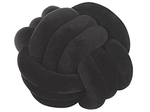 Beliani Modernes Knoten-Ball Dekokissen Samtstoff schwarz rund 30 x 30 cm - Kissen in verspielter Knotenform, aus weichem, pflegeleichtem Samtstoff. Ideal für Schlaf- und Wohnzimmer, bietet Komfort und stilvolle Akzente.