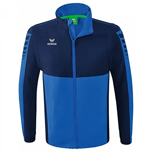 Erima Funktionsjacke blau S - Funktionsjacke in new royal/new navy, wind- und wasserabweisend, ideal für aktive Freizeit und Sport. Maschinenwaschbar und mit integrierter Kapuze.
