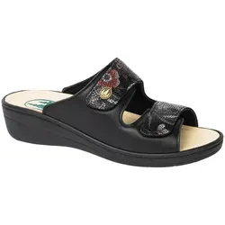 Franken Schuhe Damen Fußbett-Pantolette in Schwarz, Weite K für besten Komfort, ideal bei Hallux und für entspannte Füße, EU 41