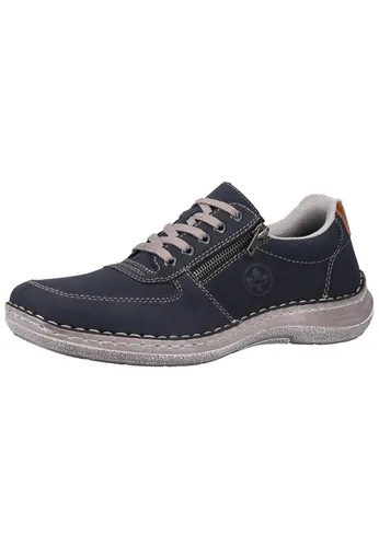Rieker Herren 03030-14 Derby, Blau (Pazifik/Amaretto 14), 41 EU - Herren-Schnürhalbschuhe mit flexibler Laufsohle für weichen Gehcomfort und pflegeleichtes Material – ideal für den Alltag.