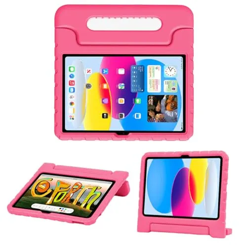 iMoshion kompatibel mit iPad 10.9 (2022) Hülle – Tablethülle für Kinder – Tablet Kids Case in Rosa mit Handgriff und Ständer [Robust, Griffig, Stoßfest]