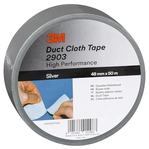 3M Universelles Gewebeklebeband 2903, Duct Tape, Starkes Panzertape, Reparatur Klebeband, Starke Klebkraft, leicht abreißbar, 48mm x 50m, Silber - 1 Rolle
