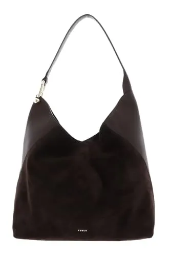 Furla Leder Schultertasche Lara Hobo Bag Espresso dunkelbraun