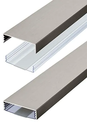 Flacher Design Kabelkanal Edelstahl gebürstet aus Aluminium selbstklebend 50 mm x 15 mm Alunovo Kabelschacht Leitungskanal (Länge: 50cm)