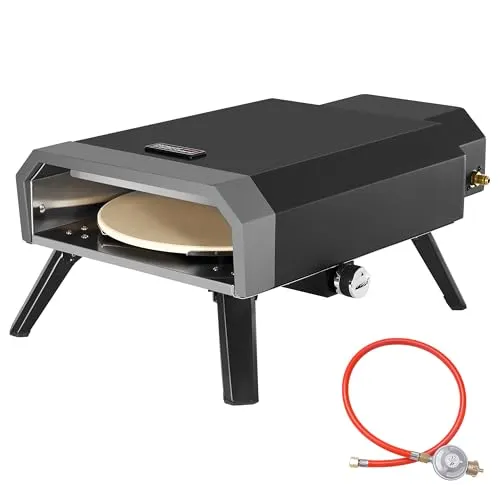 Royal Gourmet Gas Pizzaofen Kompakt mit Pizzastein - Gartenöfen für Pizzas: 4 kW Hochleistungs-Gasofen für perfekte Pizzas und vielseitige Kochmöglichkeiten, ideal für Outdoor-Camping und Partys.